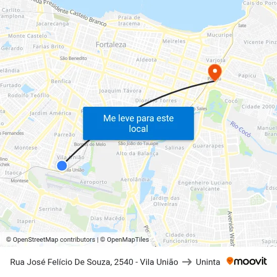 Rua José Felício De Souza, 2540 - Vila União to Uninta map