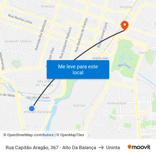 Rua Capitão Aragão, 367 - Alto Da Balança to Uninta map
