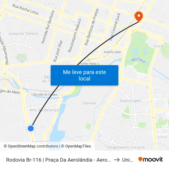 Rodovia Br-116 | Praça Da Aerolândia - Aerolândia to Uninta map