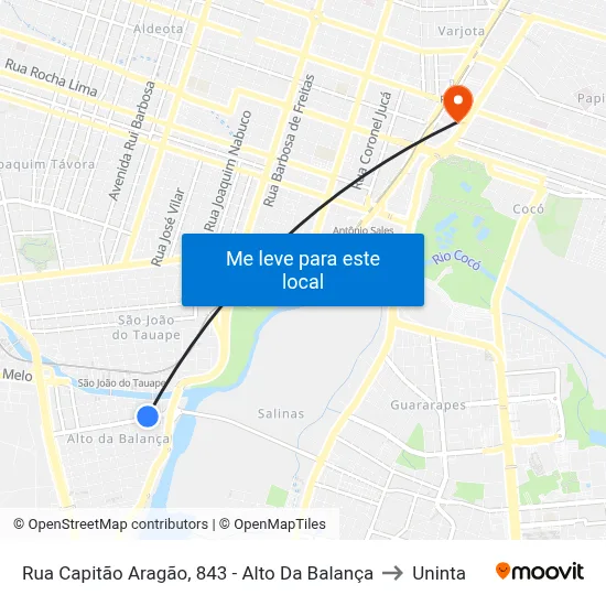 Rua Capitão Aragão, 843 - Alto Da Balança to Uninta map