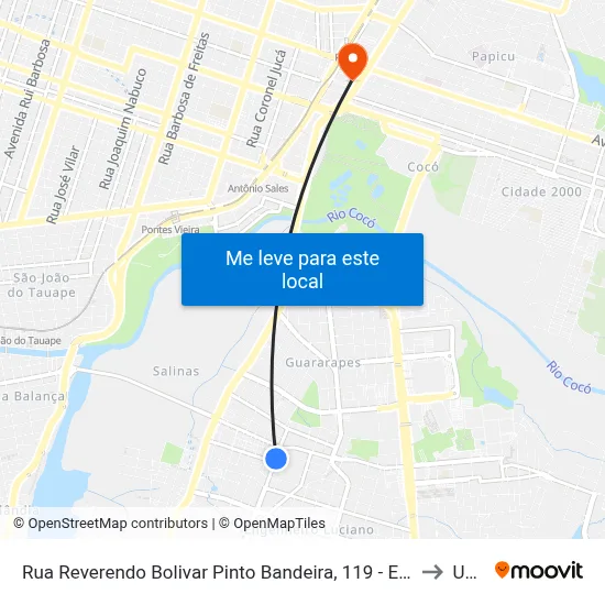 Rua Reverendo Bolivar Pinto Bandeira, 119 - Engenheiro Luciano Cavalcante to Uninta map
