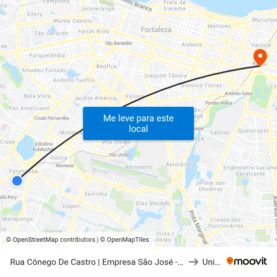 Rua Cônego De Castro | Empresa São José - Parangaba to Uninta map