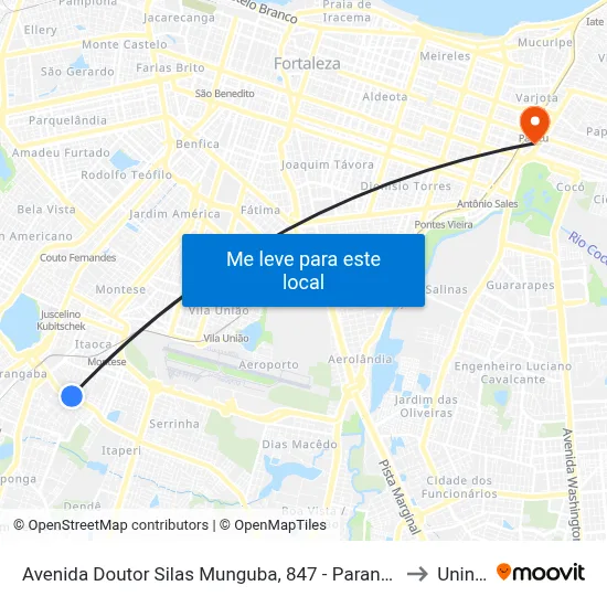 Avenida Doutor Silas Munguba, 847 - Parangaba to Uninta map