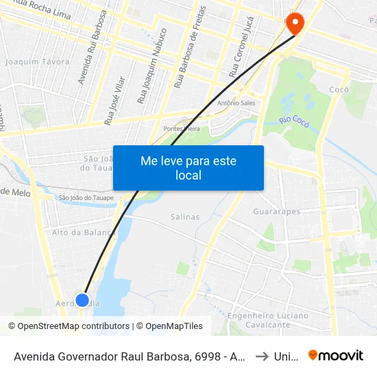 Avenida Governador Raul Barbosa, 6998 - Aerolândia to Uninta map
