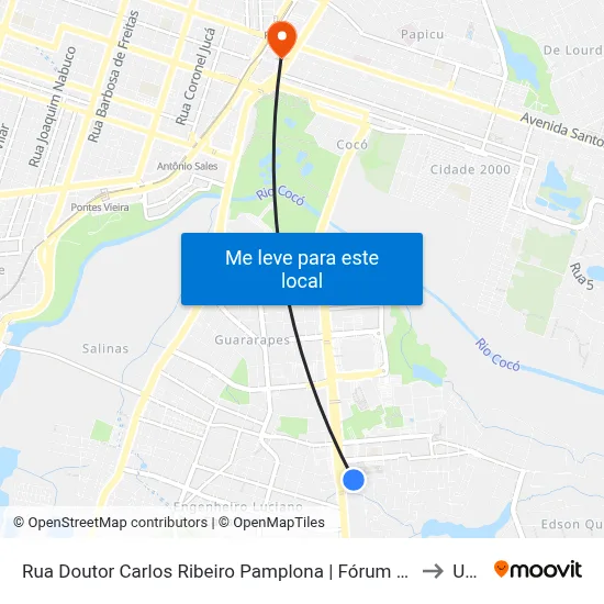Rua Doutor Carlos Ribeiro Pamplona | Fórum Clóvis Beviláqua - Edson Queiroz to Uninta map