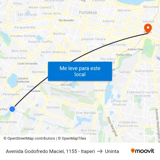 Avenida Godofredo Maciel, 1155 - Itaperi to Uninta map