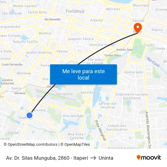 Av. Dr. Silas Munguba, 2860 - Itaperi to Uninta map