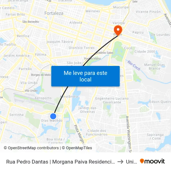 Rua Pedro Dantas | Morgana Paiva Residencial - Dias Macedo to Uninta map