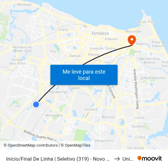 Início/Final De Linha | Seletivo (319) - Novo Mondubim to Uninta map