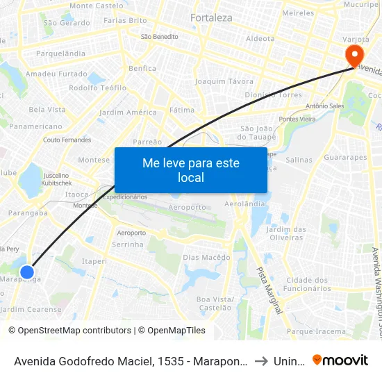 Avenida Godofredo Maciel, 1535 - Maraponga to Uninta map