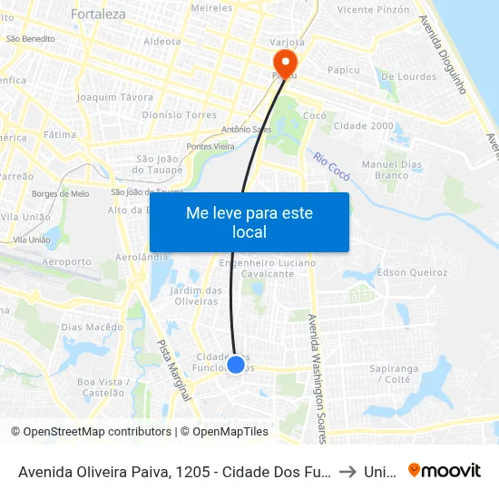Avenida Oliveira Paiva, 1205 - Cidade Dos Funcionários to Uninta map