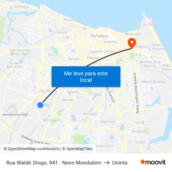 Rua Waldir Diogo, 941 - Novo Mondubim to Uninta map