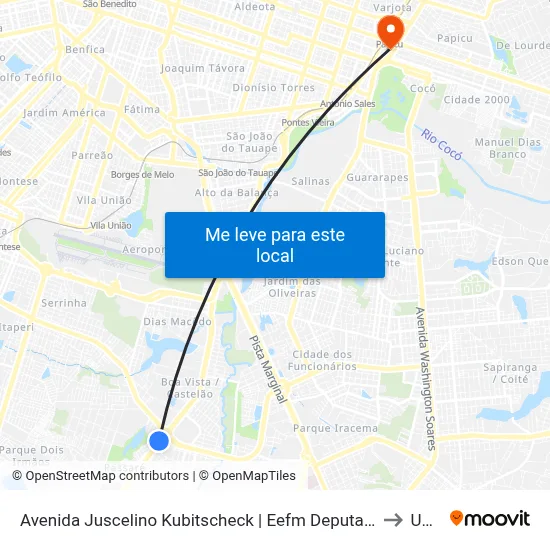 Avenida Juscelino Kubitscheck | Eefm Deputado Paulino Rocha - Passaré to Uninta map