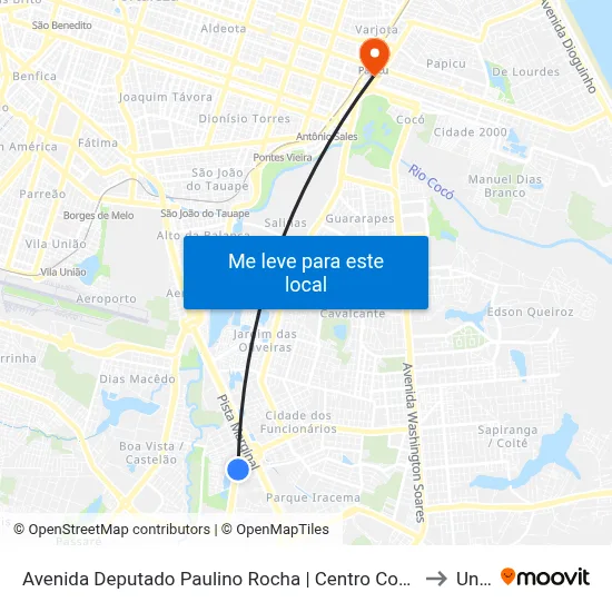 Avenida Deputado Paulino Rocha | Centro Comercial Abigail - Cajazeiras to Uninta map