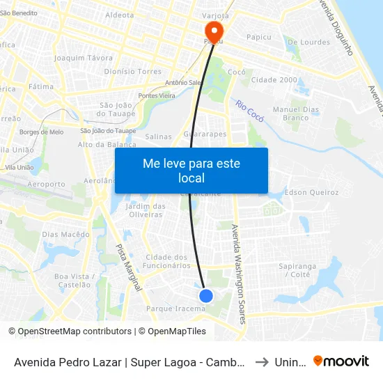 Avenida Pedro Lazar | Super Lagoa - Cambeba to Uninta map
