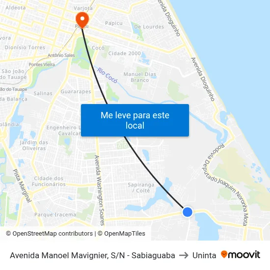 Avenida Manoel Mavignier, S/N - Sabiaguaba to Uninta map