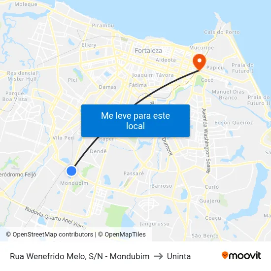 Rua Wenefrido Melo, S/N - Mondubim to Uninta map