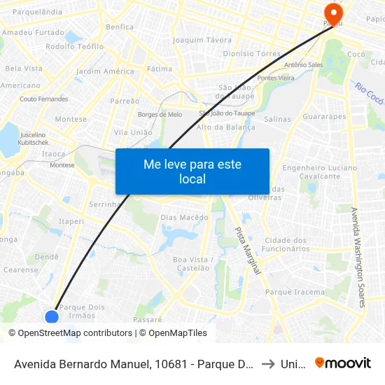 Avenida Bernardo Manuel, 10681 - Parque Dois Irmãos to Uninta map