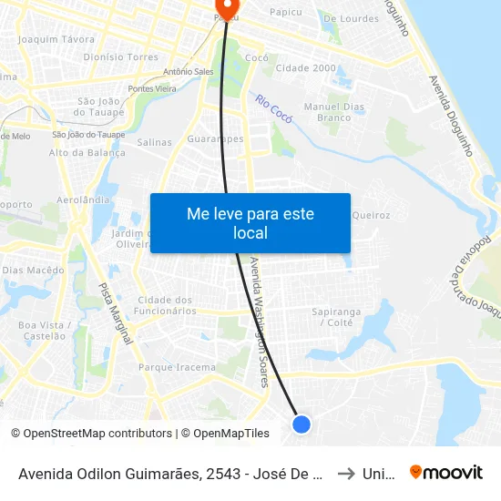 Avenida Odilon Guimarães, 2543 - José De Alencar to Uninta map