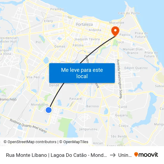 Rua Monte Líbano | Lagoa Do Catão - Mondubim to Uninta map