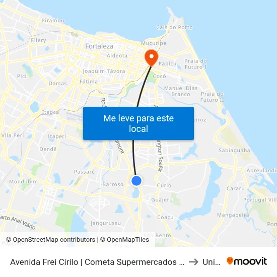 Avenida Frei Cirilo | Cometa Supermercados - Messejana to Uninta map