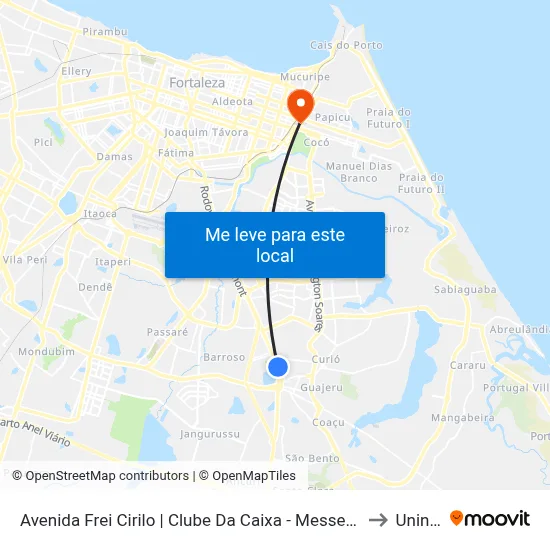Avenida Frei Cirilo | Clube Da Caixa - Messejana to Uninta map