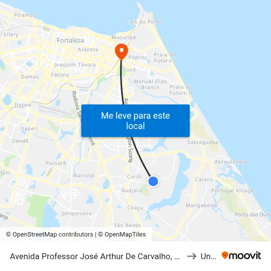Avenida Professor José Arthur De Carvalho, S/N - Lagoa Redonda to Uninta map