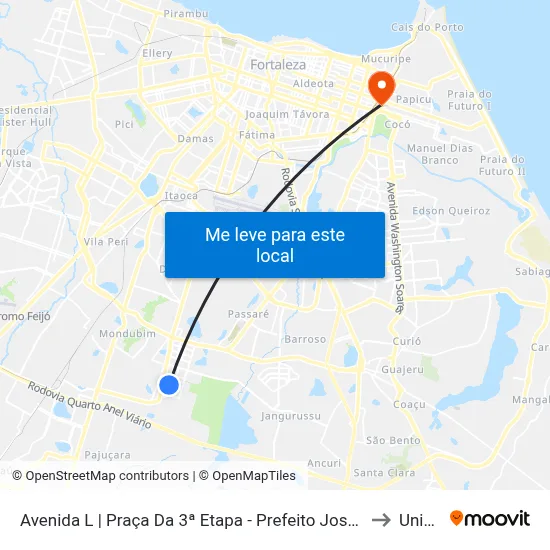Avenida L | Praça Da 3ª Etapa - Prefeito José Walter to Uninta map