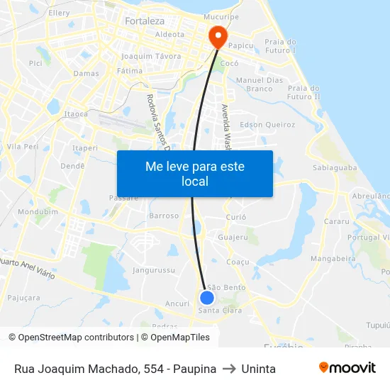Rua Joaquim Machado, 554 - Paupina to Uninta map