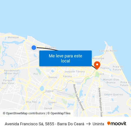Avenida Francisco Sá, 5855 - Barra Do Ceará to Uninta map