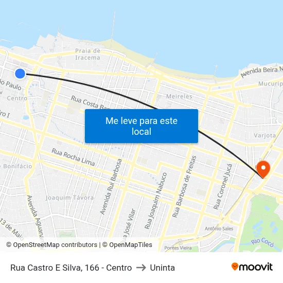 Rua Castro E Silva, 166 - Centro to Uninta map