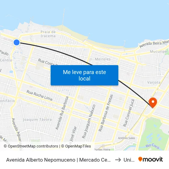 Avenida Alberto Nepomuceno | Mercado Central - Centro to Uninta map