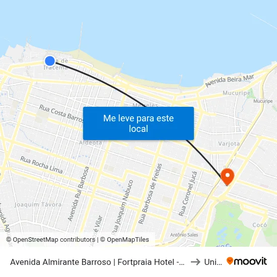Avenida Almirante Barroso | Fortpraia Hotel - Praia De Iracema to Uninta map