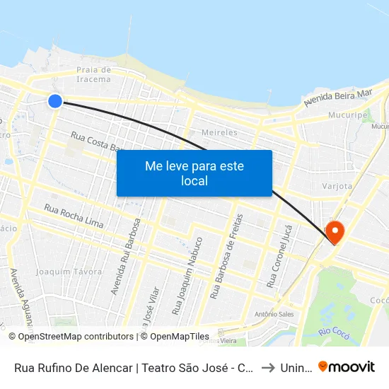 Rua Rufino De Alencar | Teatro São José - Centro to Uninta map