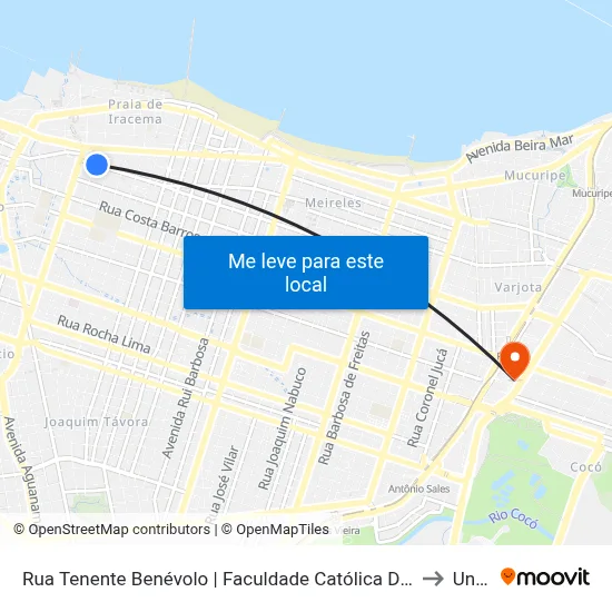 Rua Tenente Benévolo | Faculdade Católica De Fortaleza - Centro to Uninta map