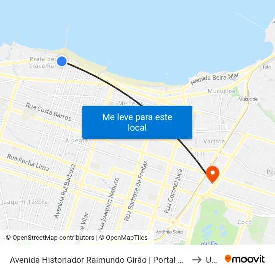 Avenida Historiador Raimundo Girão | Portal Da Praia Hotel - Praia De Iracema to Uninta map