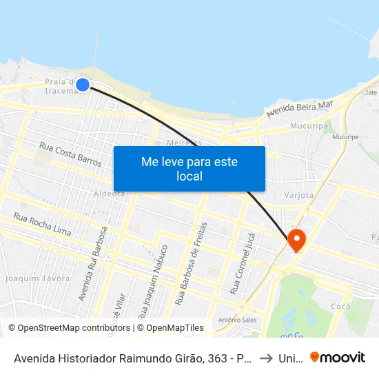 Avenida Historiador Raimundo Girão, 363 - Praia De Iracema to Uninta map