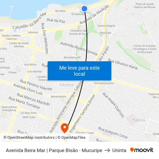 Avenida Beira Mar | Parque Bisão - Mucuripe to Uninta map
