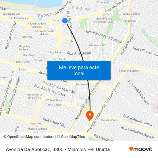 Avenida Da Abolição, 3300 - Meireles to Uninta map