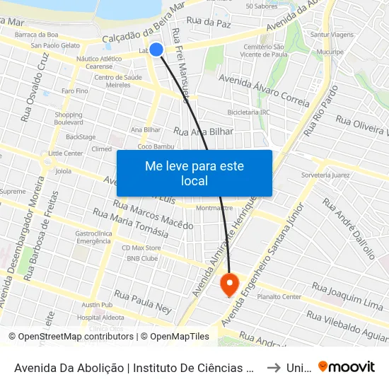Avenida Da Abolição | Instituto De Ciências Do Mar - Meireles to Uninta map