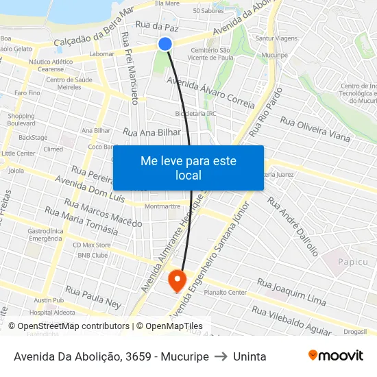 Avenida Da Abolição, 3659 - Mucuripe to Uninta map