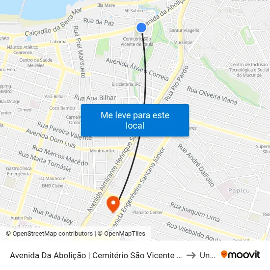Avenida Da Abolição | Cemitério São Vicente De Paula - Mucuripe to Uninta map