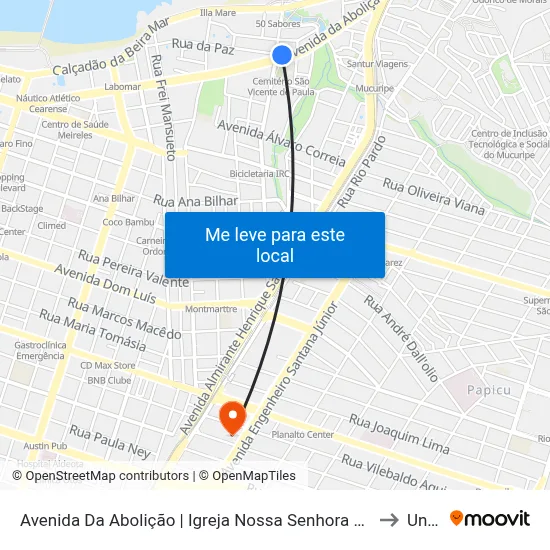 Avenida Da Abolição | Igreja Nossa Senhora Da Saúde - Mucuripe to Uninta map