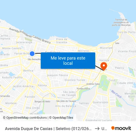 Avenida Duque De Caxias | Seletivo (012/026/028/031/070/098) - Centro to Uninta map