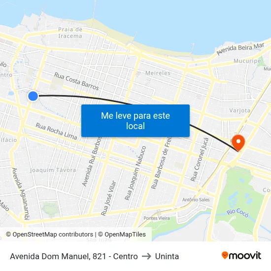 Avenida Dom Manuel, 821 - Centro to Uninta map