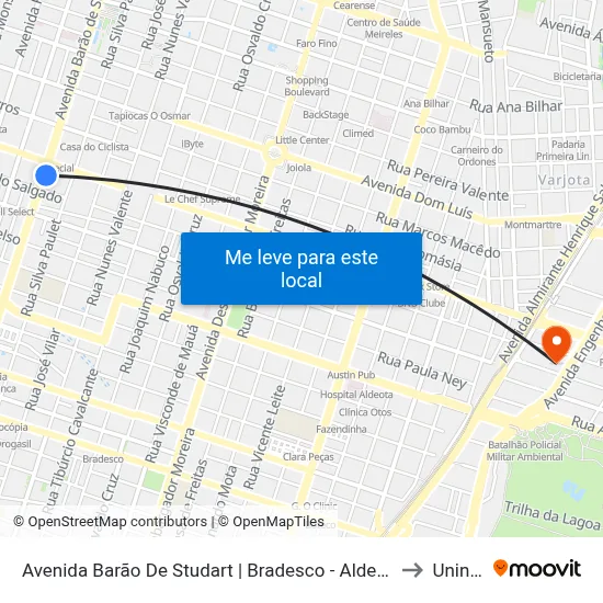 Avenida Barão De Studart | Bradesco - Aldeota to Uninta map