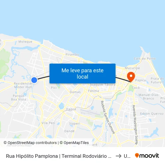 Rua Hipólito Pamplona | Terminal Rodoviário Antônio Bezerra - Antônio Bezerra to Uninta map
