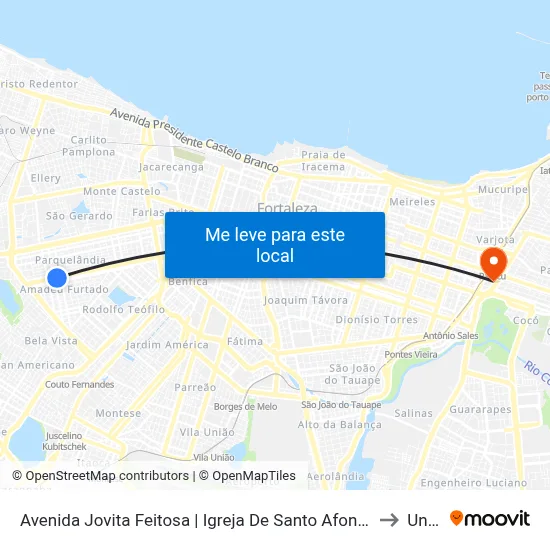 Avenida Jovita Feitosa | Igreja De Santo Afonso - Amadeu Furtado to Uninta map