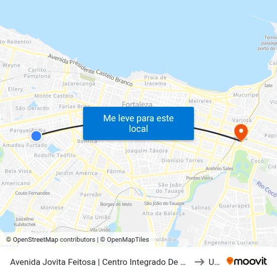 Avenida Jovita Feitosa | Centro Integrado De Segurança De Fortaleza - Parquelândia to Uninta map