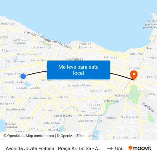 Avenida Jovita Feitosa | Praça Ari De Sá - Amadeu Furtado to Uninta map